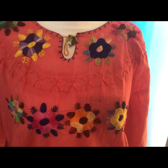 Mexican Embroidered Peasant Style Hand Embroidered Blouses - Picture 2 of 10